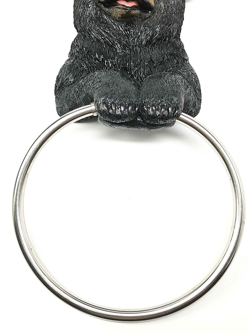 Darling Black Bear Hand Towel Ring Holder Figurine Powder Room Bathroom Wall Decor for Rustic Cabin Hunting Lodge Sculpture - NewNest Australia