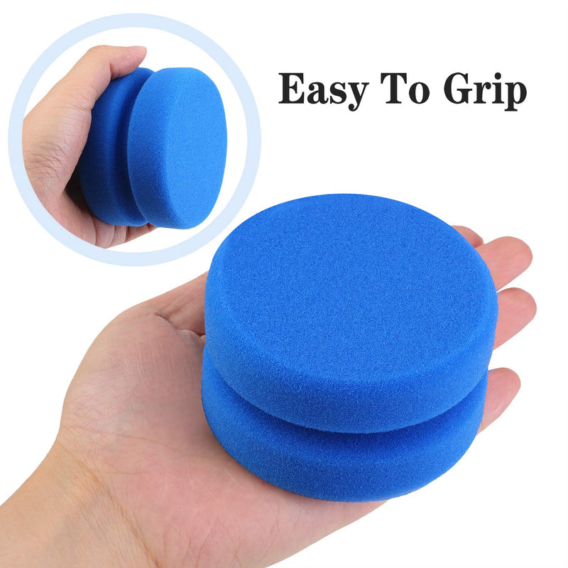 Aodaer 6 Pack Sponge Applicator Paint Sponge Applicator Blue Paint Detail Sponge Used for Art Crafts or Car Waxing with Mesh Hanging Storage Bag, Blue Round 3.1 Inches - NewNest Australia