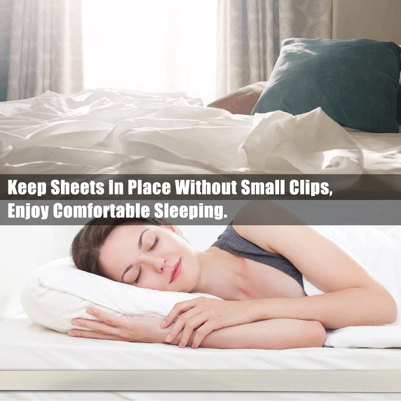 TANG SMALL FISH Upgrade Bed Sheet Holder Band, Adjustable Elastic Fitted Sheet Fasteners, Keep Sheets Tight and Fitted Bottom Sheet Cover Strap, Suitable for All Mattress Sizes White - NewNest Australia