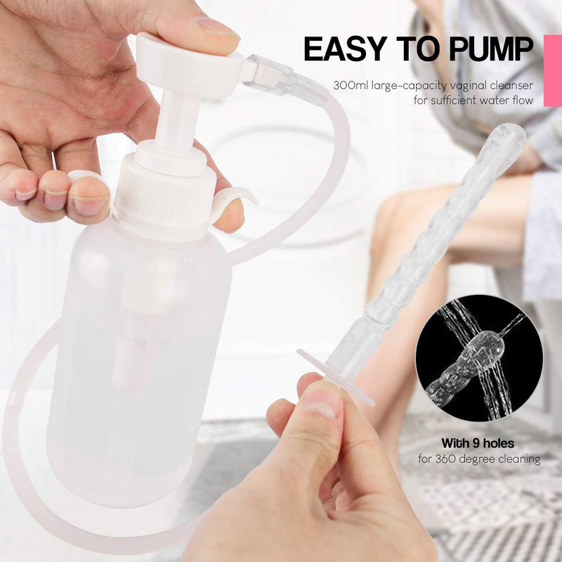 Douper Reusable Vaginal Douche, 300ml Women Vaginal Cleaning System Anal Douche Portable kit with 3 Nozzles, Maintain Feminine Hygiene for Daily Care, BPA & PVC Free - NewNest Australia