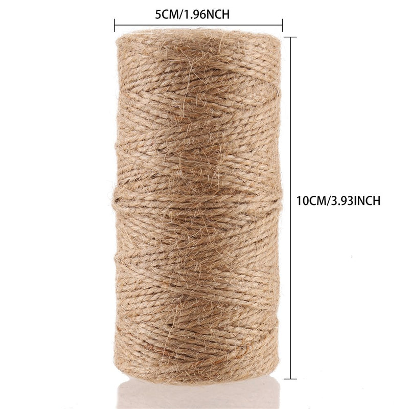 CCINEE Natural Jute Twine 328 Feet Burlap Rope String for DIY Crafts, Festive Decoration, Gift Wrapping and Gardening Applications 2mm(2 Ply) 2 mm - NewNest Australia