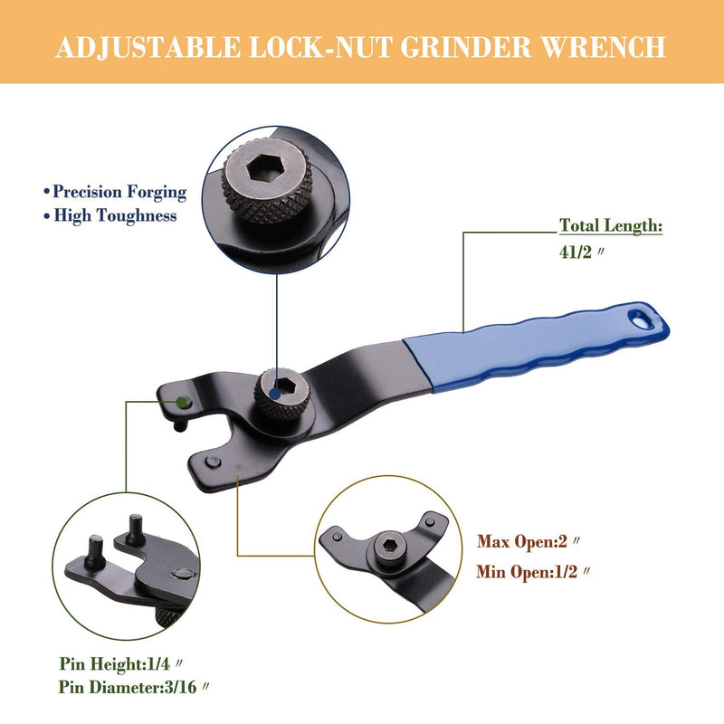 Grinder Wrench Grinder Shaft Nut 5/8-11 4 Pcs Compatible with Makita Milwaukee Dewalt Metabo Grinder Parts Bosch Ryobi Black Decker 4.5" 5" Protective Gloves Included - NewNest Australia