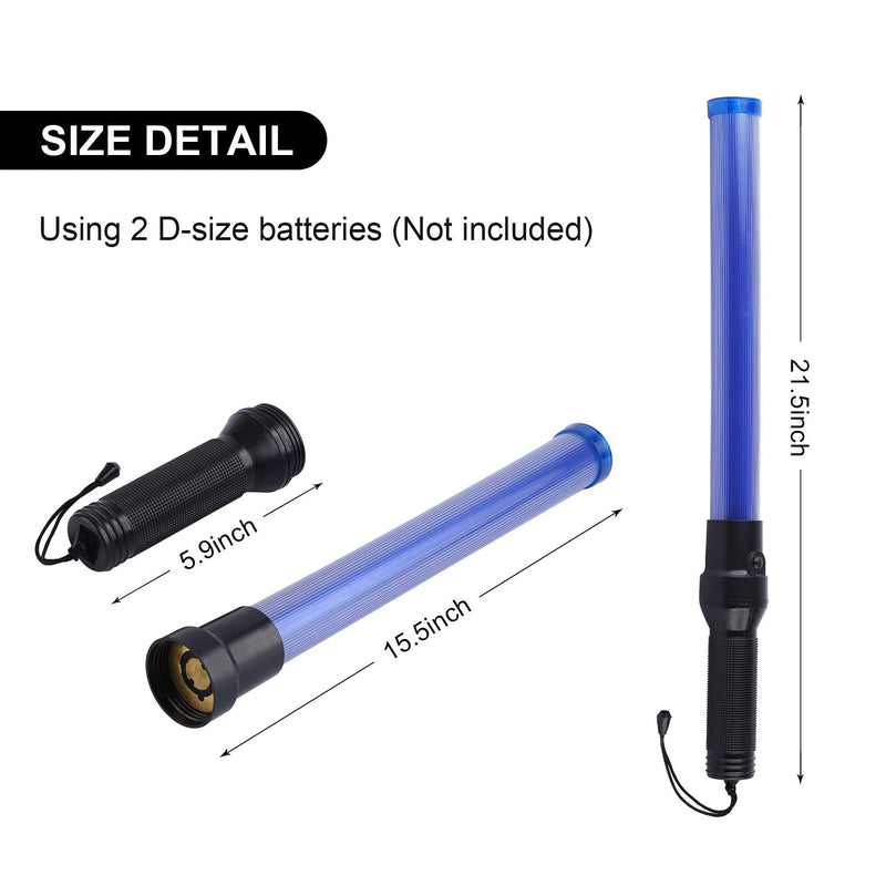 2PC 21 inch Blue Signal Traffic Safety Baton Multifunction Traffic Wand with 2 Flashing Modes, Using 2 D-Size Batteries (Not Included) - NewNest Australia
