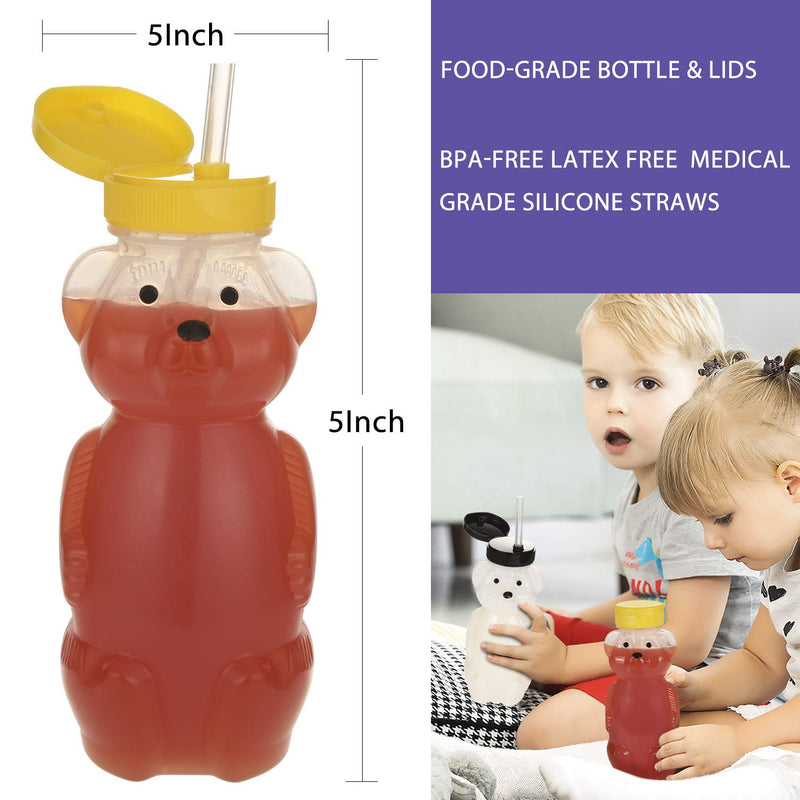 2 Pack Honey Bear Straw Cups with 4 Flexible Straws & Cleaning Tools(2 Straw Brushes &1 Bottle Brush), 8-Ounce Therapy Sippy Bottles for Speech and Feeding Training, Leak-Proof & Food-Grade & BPA Free - NewNest Australia