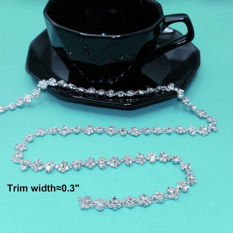 Yhsheen 1 Yard Bling Delicate Rhinestone Trim Crystal Rhinestone Chain Rhinestone Applique for DIY Decoration & Bridal Costume Embellishment - NewNest Australia