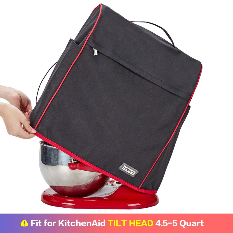 HOMEST Stand Mixer Cover Compatible with KitchenAid Tilt Head 4.5-5 Quart，Dust Cover with Zipper Pocket for Accessories, Black (Patent Design) Fit for Tilt Head 4.5-5 Quart - NewNest Australia