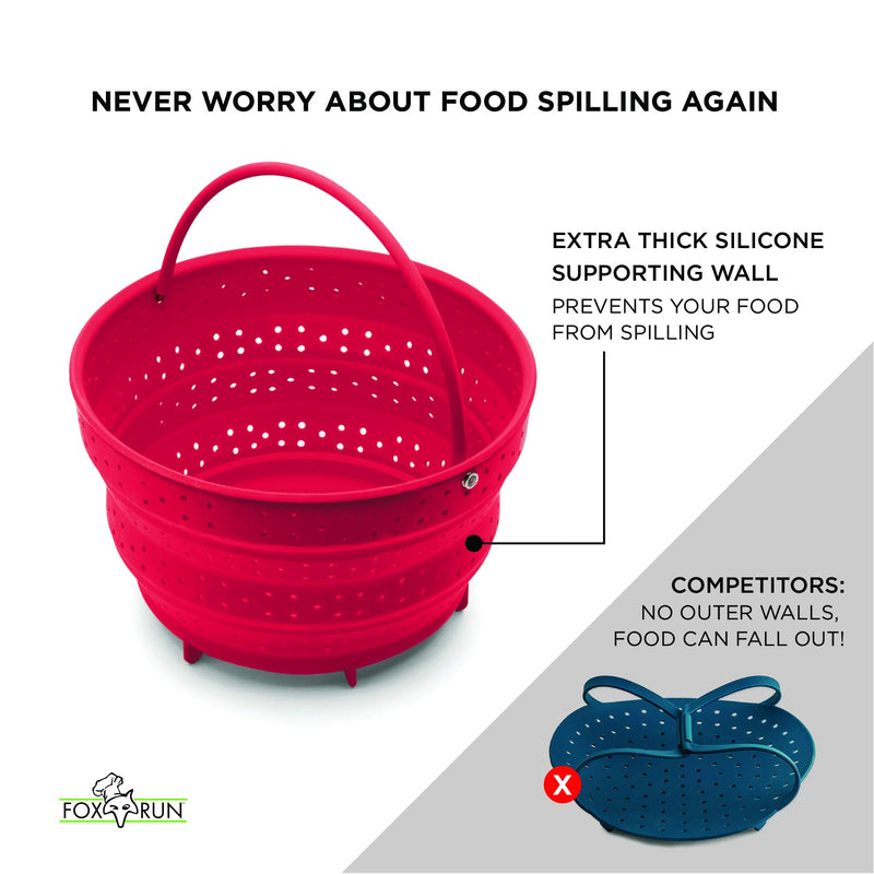 Fox Run Collapsible Silicone Steamer Basket Insert for Instant Pot, 6-Quart, Red - NewNest Australia