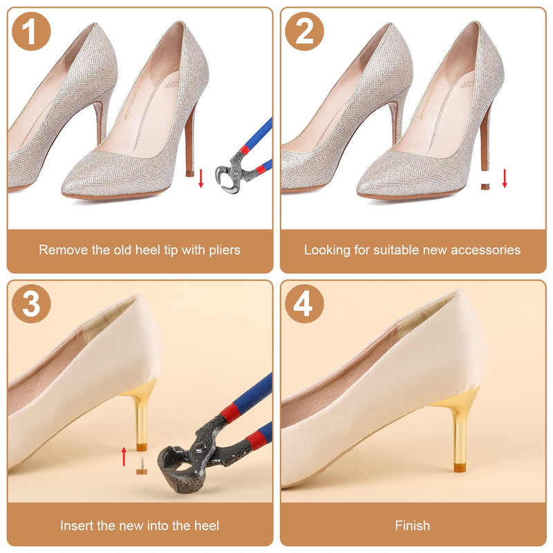 36 Pairs Of High Heel Caps And Repair Heel Tips, With Pliers For Removing Stilettos, 6 Sizes, Non-Slip Heel Tips, Replacement For Women'S High Heels (Black, Transparent, Apricot) - NewNest Australia