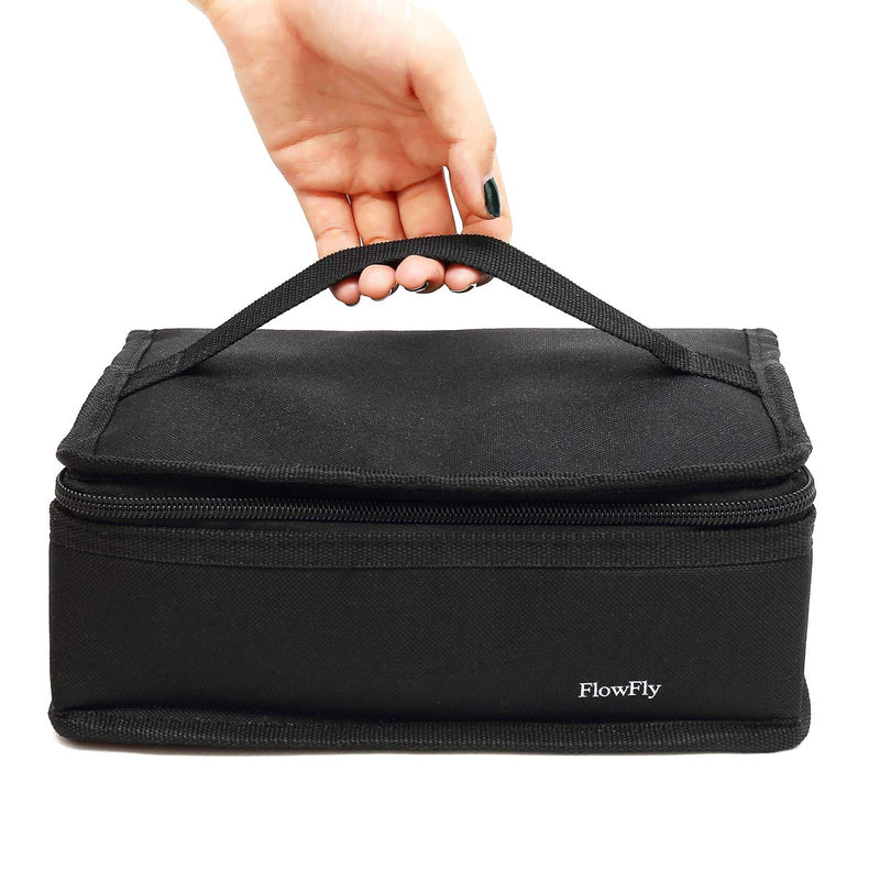 NewNest Australia - Small Insulated Lunch box Portable Soft Bag Mini Cooler Thermal Meal Tote Kit with Handle for Work & School by FlowFly,Black Black 