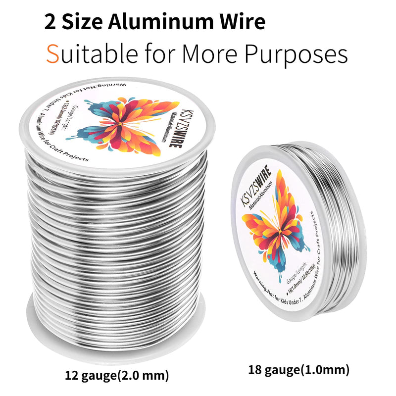 12 Gauge(2.0mm) Aluminum Wire 82 Feet(25M) KSVZS Bendable Metal Wire for Crafts,Sculpting,Armature,Jewelry Making【3-in-1】+18Gauge(1.0mm) Wire 32.8Ft(10M)+1 Pliers(Silver)… 12Gauge 82 FT/25 M【3-IN-1】 - NewNest Australia