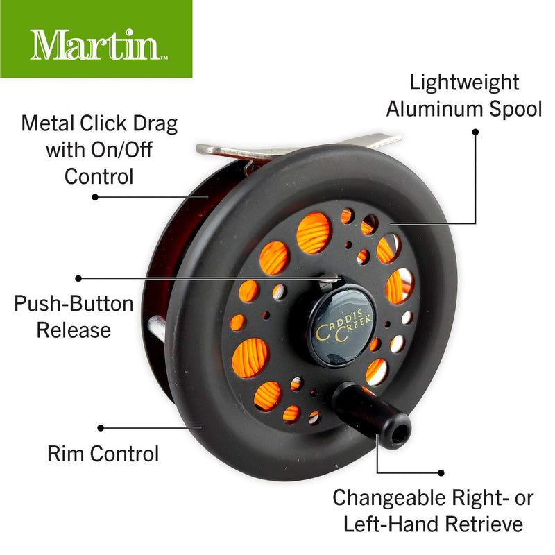 Martin Caddis Creek Fly Fishing Reel, Size 6/5 Single Action Fly Reel with Rim-Control, Changeable Right- or Left-Hand Retrieve, Lightweight Aluminum Spool, Brown - NewNest Australia