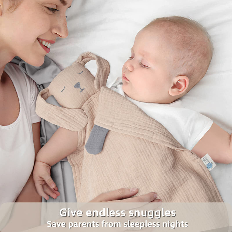 Lulu moon Baby Security Blanket for Unisex, Organic Cotton Muslin Baby Lovey, Soft & Breathable Lovie Baby Gifts for Boys and Girls, 15*12 Inch (Soft Hug) - NewNest Australia