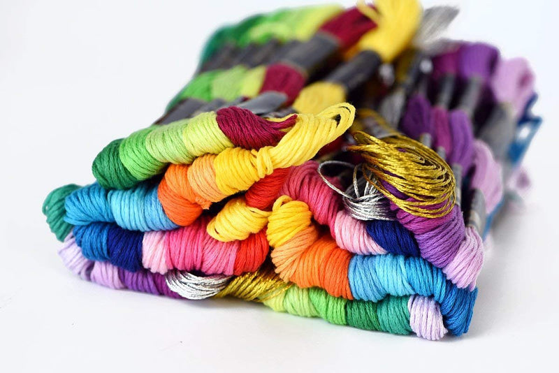 Embroidery Floss 54 skeins Crossstitch Thread - Bracelets String - 50Pcs Embroidery Thread and Free Set of 4pcs Metallic Thread - NewNest Australia
