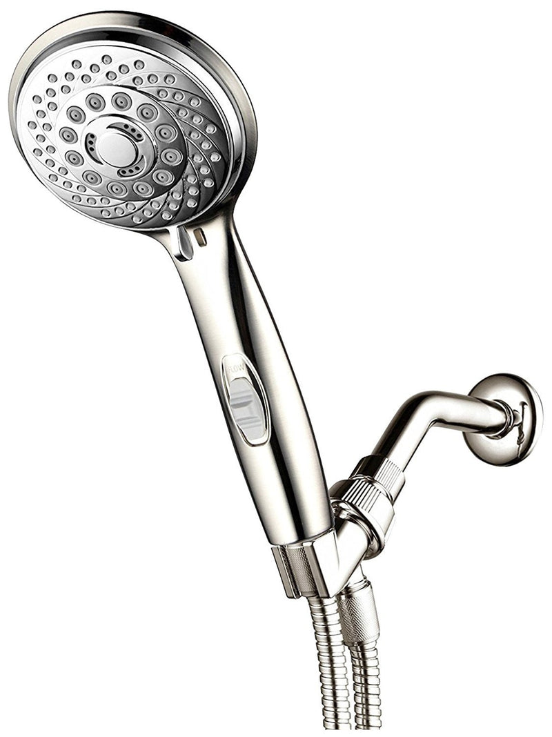 HotelSpa 7-Setting Ultra-Luxury Handheld Shower-Head with Patented On/Off Pause Switch (Brushed Nickel/Chrome) Brushed Nickel / Chrome - NewNest Australia