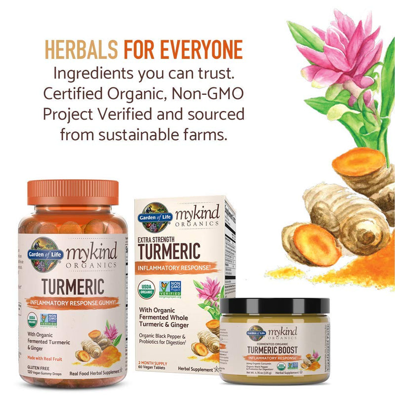 Garden of Life mykind Organics Extra Strength Turmeric Inflammatory Response 60 Tablets-100mg Curcumin (95% Curcuminoids) Black Pepper, Probiotics, Organic Non-GMO Vegan Gluten Free Herbal Supplement 60 Count (Pack of 1) - NewNest Australia
