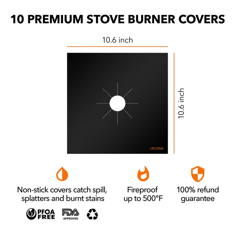 10 pack, gas stove protector, stove burner liners, stovetop range protectors, set top burner covers black, size 10.6” x 10.6” non stick reusable cover easy to clean, double thickness - NewNest Australia