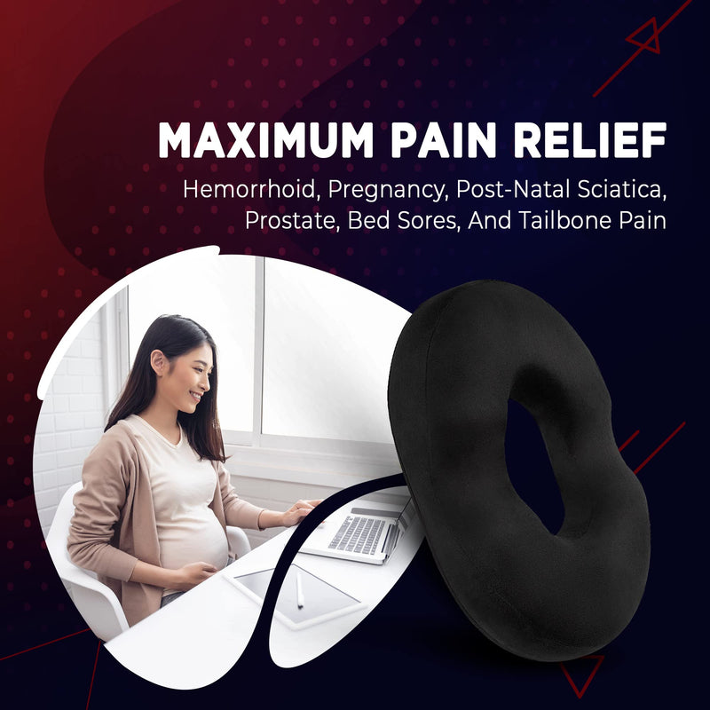Donut Pillow Seat Cushion Orthopedic Design| Tailbone & Coccyx Memory Foam Pillow | Pain Relief for Hemorrhoid, Pregnancy Post Natal, Surgery, Sciatica and Relieves Tailbone Pressure by Pillow Palace. - NewNest Australia