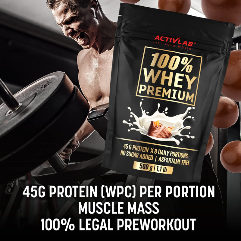 Activlab 100% Whey Premium, 500 G, 16 Servings X 23G Whey Protein Powder, 6.9G Bcaa Muscle Building And Recovery, Glutamine, Low Sugar, Low Fat, Caramel With Chocolate Flavor, Packaging May Vary - NewNest Australia
