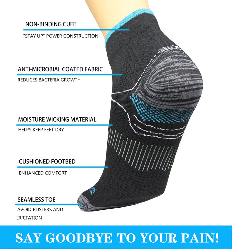 7 Pairs Compression Socks for Women & Men Plantar Fasciitis Relief Foot Pain, Arch Support- Upgraded Sport Compression socks Best for Athletic Running Medical Pregnant S-M Black - NewNest Australia