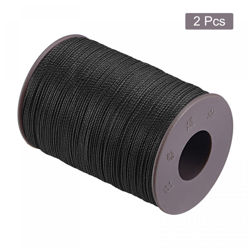uxcell 2pcs Thin Waxed Thread 93 Yards 0.65mm Dia Polyester Wax-Coated String Cord for Machine Sewing Embroidery Hand Quilting Weaving, Black - NewNest Australia