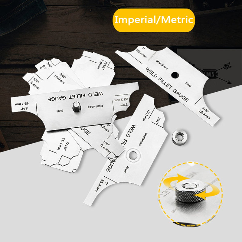 Necygoo Weld Gauge Set Stainless Steel 0-60mm Cam Type Gauge and 3.2mm-25.4mm 1/8''-1'' Weld Fillet Gauge with Bag Imperial Metric Measurement Welding Gauge - NewNest Australia