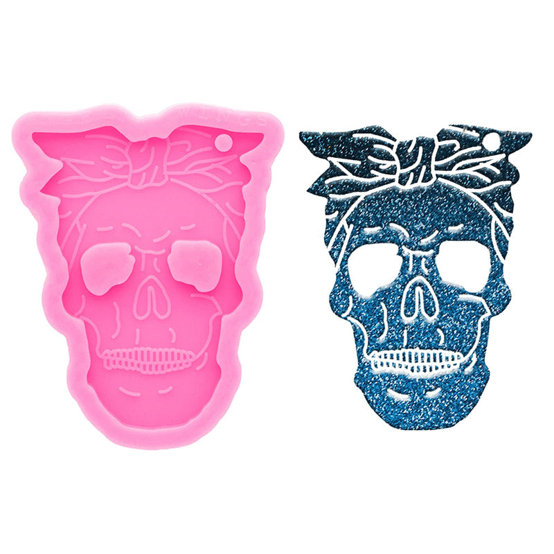 Shiny Glossy Skull Face Silicone Mold Keychain Polymer Clay Mold Necklace Epoxy Resin Jewellery Silicone Mold Resin Crafting Molds Halloween Keychains Mold - NewNest Australia