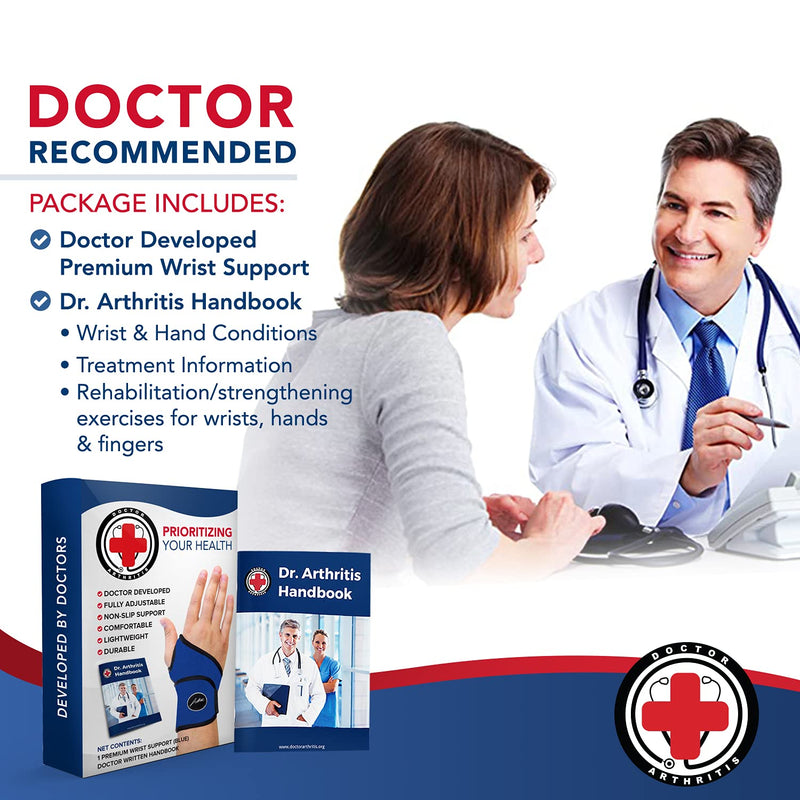 Doctor Developed Premium Comfy, Lightweight, Wrist Support-Strap-Brace-Hand Support, Relief for Wrist Injuries, Joint Disease, Sprains & More by Dr Arthritis - Blue 1 Count (Pack of 1) - NewNest Australia