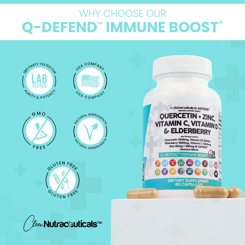 Quercetin 1000mg Zinc 50mg Vitamin C 1000mg Vitamin D 5000 IU Bromelain Elderberry - Lung Immune Defense Support Supplement Adults with Artemisinin, Sea Moss, Echinacea, Garlic Immunity Allergy Relief 1 - NewNest Australia