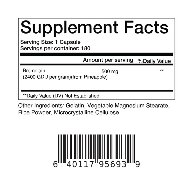 Balance Breens Bromelain 500mg 2400 GDU/G Pineapple Extract Supplement - 180 Non-GMO Capsules - Supports Gut Health, Digestive Support & Comfort - NewNest Australia
