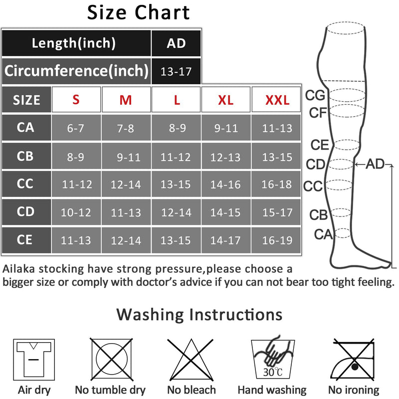 Ailaka 20-30 mmHg Compression Calf Socks for Women & Men, High Open Toe Graduated Support Varicose Veins Knee Stockings Hosiery, Travel, Nurses, Pregnancy, Recovery Black XL - NewNest Australia