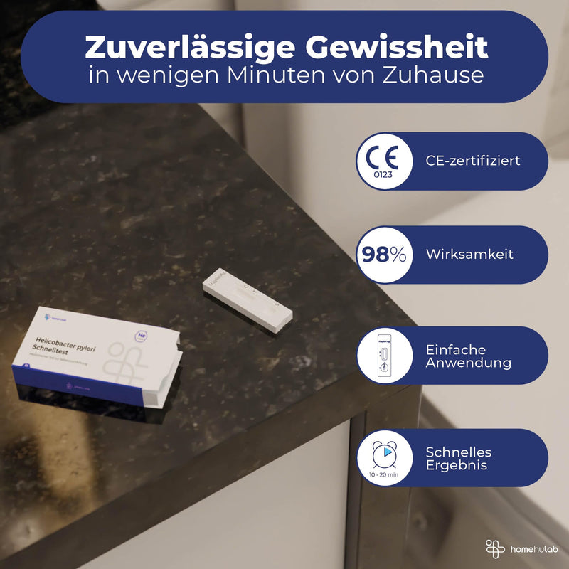 Homehulab 2x Helicobacter Pylori rapid test for at home, simple antigen stool test for stomach complaints such as heartburn or gastritis can be used as a self-test (2x test) - NewNest Australia