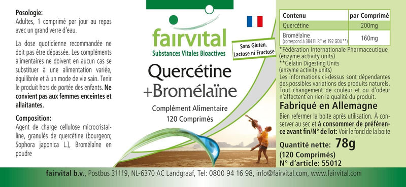 Fairvital | Quercetin plus Bromelain - 120 tablets - Vegan - Synergistic combination in a safe dosage - NewNest Australia