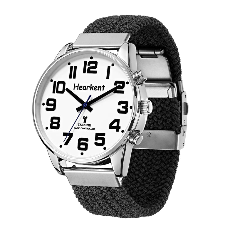Hearkent Talking Watch with German Accent and Large Numbers, Self-Adjusting for the Visually Impaired, Blind or Elderly, Men's Size Nylon Black - NewNest Australia