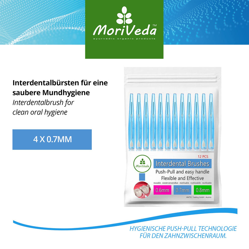 Moriveda Np-Vital Interdental Brushes - Set Of 12 (0.7 Mm) I Interdental Brushes For Clean Oral Hygiene I Push-Pull Function - Developed With Dental Laboratories 0.7 Mm - NewNest Australia