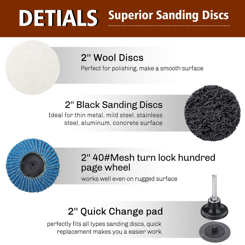 DRILLPRO 70Pcs Sanding Discs Set, 2 inch Roloc Quick Change Discs with 1/4 inch holder, Surface Conditioning Discs for Die Grinder Surface Strip Grind Polish Burr Finish Rust Paint Removal(Updated) - NewNest Australia