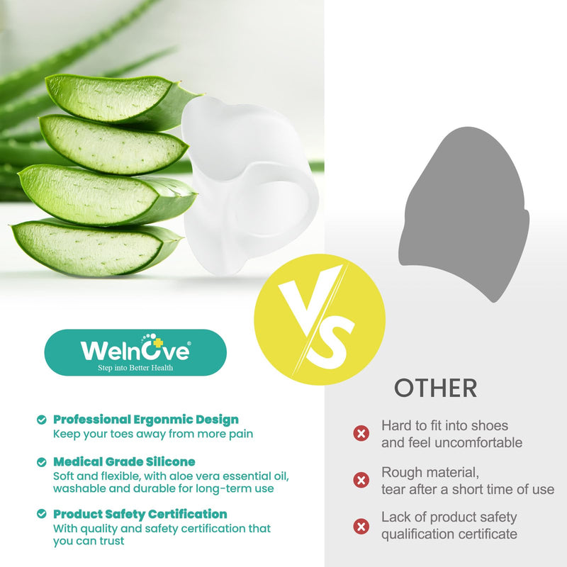 Welnove 10 Pack Gel Toe Separators - Toe Spacers With Aloe Vera Extract, Overlapping, Hammer Toe, Bunion Relief - Soft Silicone Toe Corrector For Men And Women (6M+4S) - NewNest Australia
