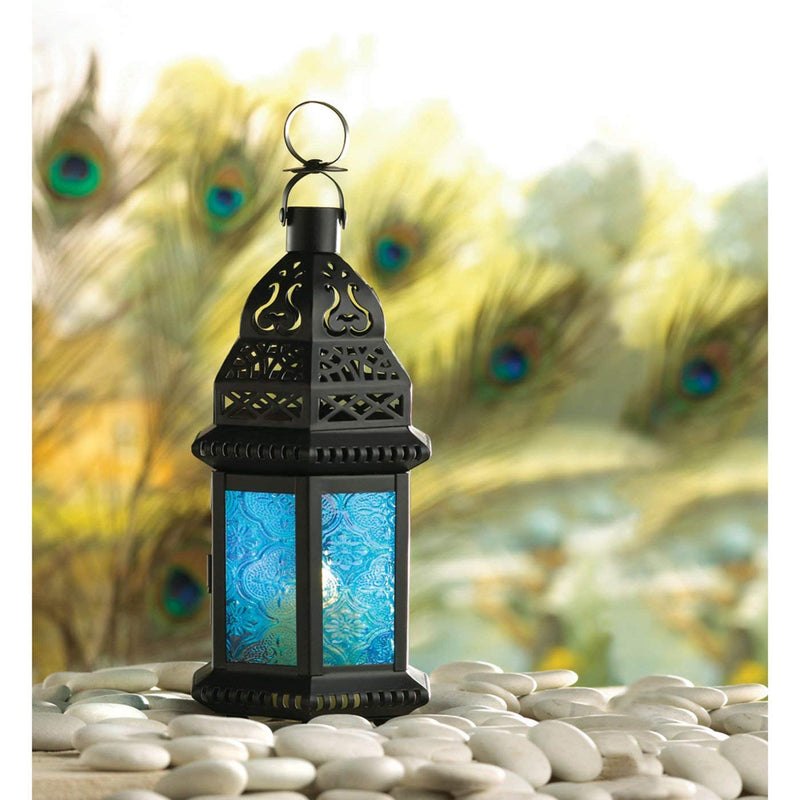 NewNest Australia - Koehler 37438 10.25 Inch Blue Glass Moroccan Style Lantern 