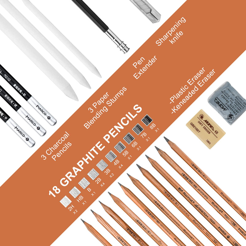 YunQiDeer Drawing Pencils, Sketch Pencils Art Supplies Kit for Kids Adults, Professional Sketching Art Graphite Charcoal Pencils Set - NewNest Australia