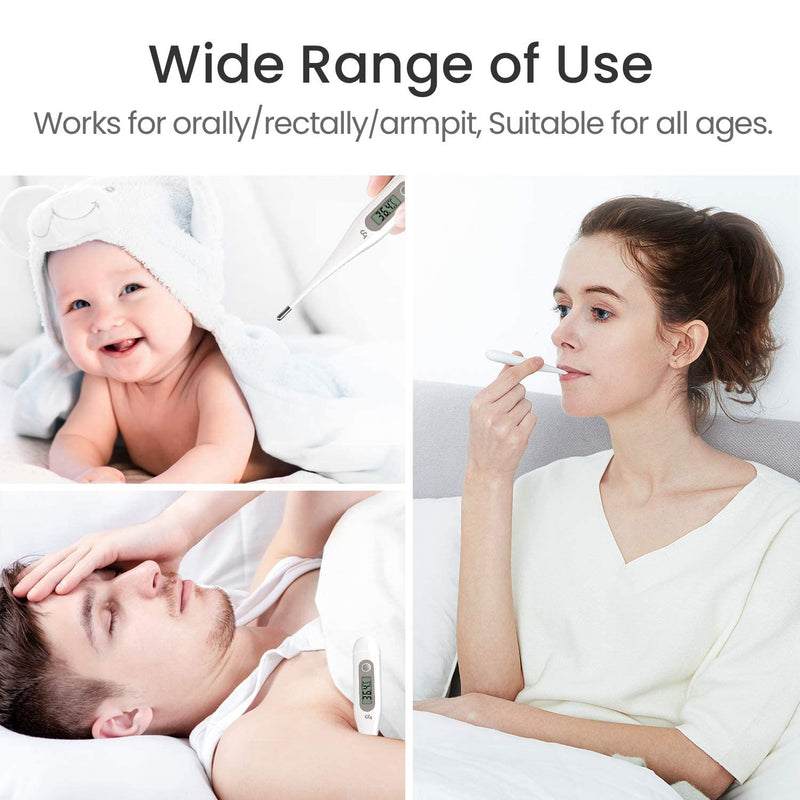 Digital fever thermometer, accurate and fast readings, waterproof probe, rectal, oral, armpit thermometer fever thermometer for baby children adults, grey - NewNest Australia
