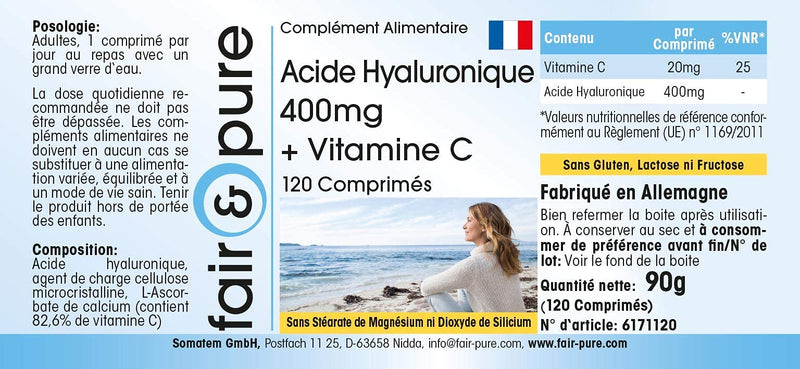 Fair & Pure® - hyaluronic acid tablets 400mg with vitamin C - high dosage - 120 tablets - NewNest Australia
