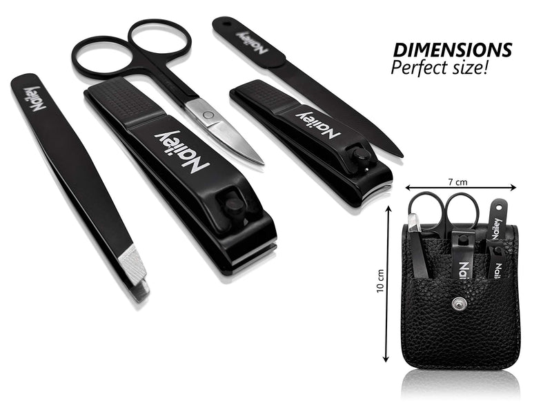 Professional Nail Clipper Set From Nailey For Men And Women Nail Set For Foot Or Fingernails | Nail Care Set In Leather Case | Manicure And Pedicure Set For Men & Women | Nail Cutter | New 2021 Black - NewNest Australia
