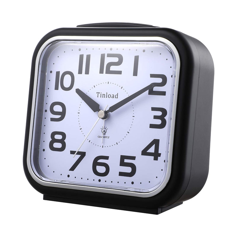 NewNest Australia - 5.5" Silent Analog Alarm Clock Non Ticking, Gentle Wake, Beep Sounds, Increasing Volume, Battery Operated Snooze and Light Functions, Easy Set, Black (Best for Elder) 