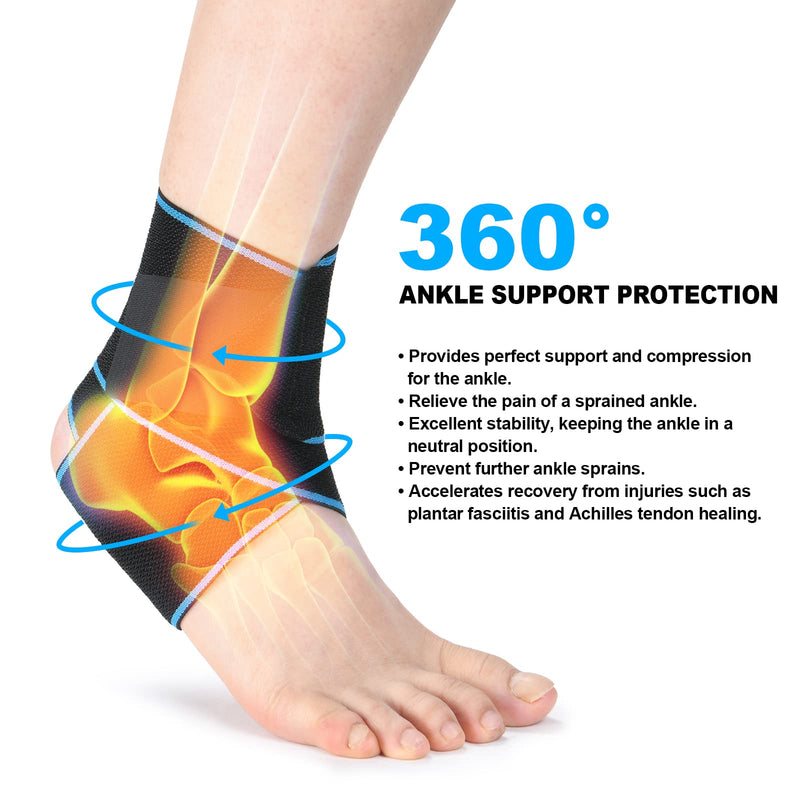 ACWOO Ankle Support Brace, 2 Pack Elastic Adjustable Ankle Brace Wrap Strap, Anti-Slip Breathable Ankle Compression Foot Strap for Sports Protect, Injury Recovery and Pain Relief, One Size Fits All - NewNest Australia