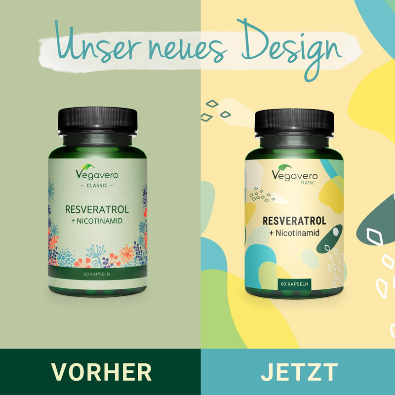 RESVERATROL Vegavero® | 500 mg Trans-Resveratrol | Plus Nicotinamide | 98% pure trans-resveratrol from Japanese knotweed | Without additives | 60 capsules | Vegan - NewNest Australia