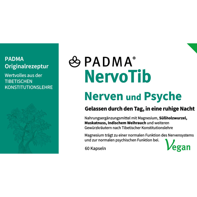 PADMA NervoTib Tibetan herbal formula with magnesium. This supports nerves, psyche, energy metabolism and reduces fatigue. 60 capsules single - NewNest Australia
