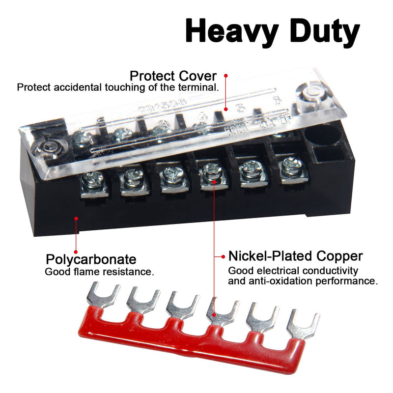 6 Sets Terminal Blocks, 4/5/6 Positions 600V 15A Dual Row Wire Screw Terminal Strip Block with Cover + 400V 15A Pre-Insulated Bus Bar Terminals Barrier Strips Jumpers (Black & Red) by MILAPEAK 15A 4/5/6P+Jumpers - NewNest Australia