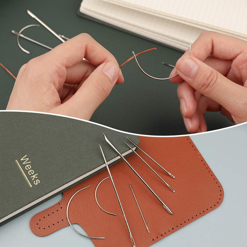 32 Yards Waxed Thread with Leather Hand Sewing Needles, 150D Flat Sewing Waxed Thread and Leather Repair Needles for Home Upholstery Carpet Leather Canvas Repair and Sewing (Coffee) Coffee - NewNest Australia