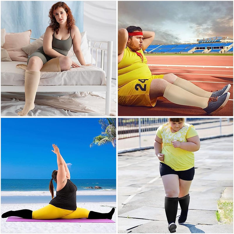 Plus Size Compression Socks For Women And Men, 2 Pairs Medical Compression Stockings, Wide Calf Compression Stockings, Knee Support, Promotes Blood Circulation And Reduce Swelling - NewNest Australia