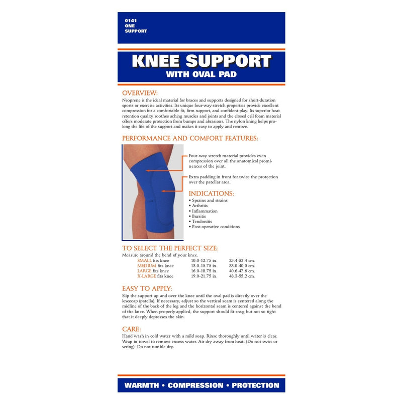 OTC Knee Support Oval Pad Slip-On Sleeve Neoprene, Blue, Medium - NewNest Australia