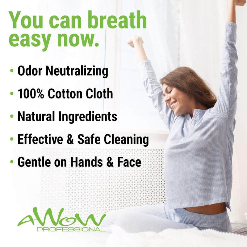 AWOW Unscented CPAP Mask Wipes - 5ct Resealable Travel Size CPAP Supplies, Natural CPAP Cleaner with 100% Cotton Fibers, Advanced Odor Control Formula, Safe for CPAP & BiPAP Masks (6pk, 30 Cleaning Wipes) - NewNest Australia